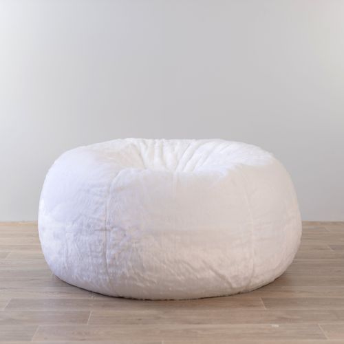 Plush Fur Bean Bag - White Cloud