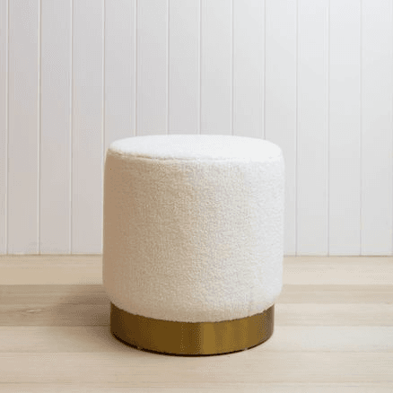 Boucle Ottoman Stool - Gold Base - 40cm
