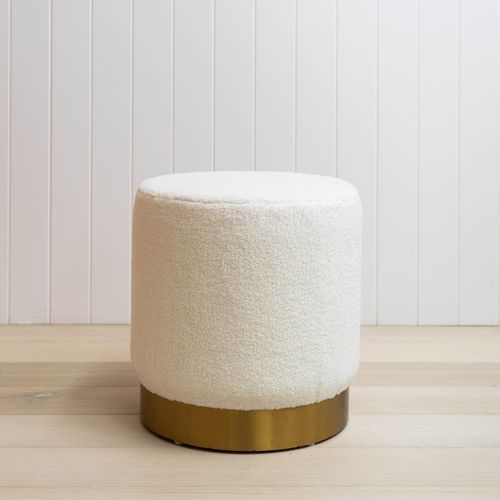 Boucle Ottoman Stool - Gold Base - 40cm
