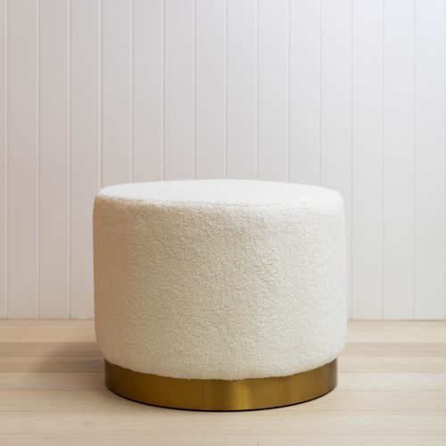 Boucle Ottoman Stool - Gold Base - 60cm