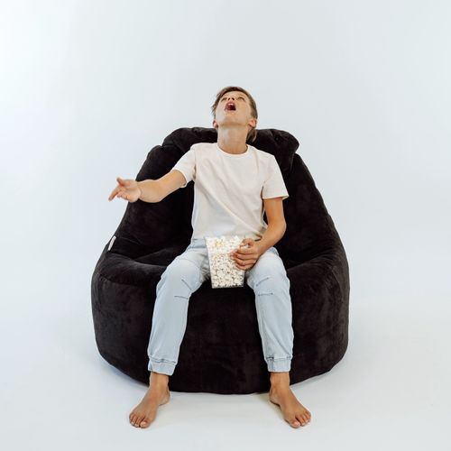 Plush Fur Lounger Bean Bag Chair - Black