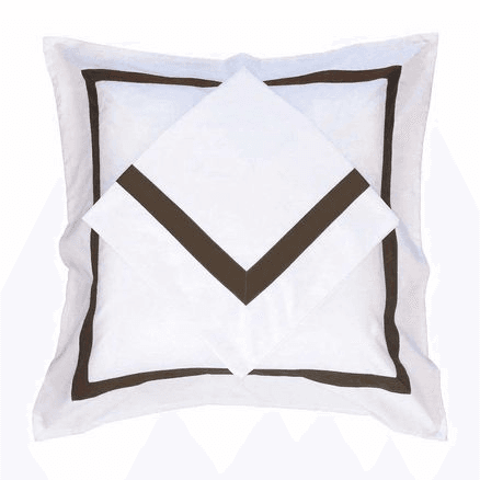 Ava Collection European Pillowcase Set - Espresso Trim