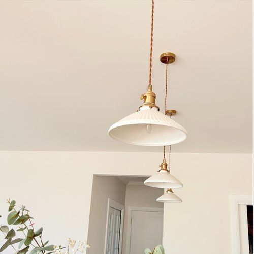 Hollie | Gold Ceramic Pleated Pendant Light