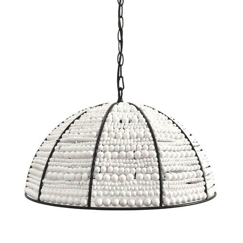 Estelle | Beaded Dome Pendant Light - Black/White