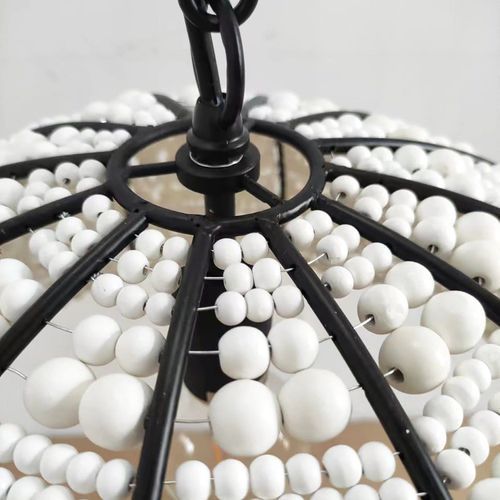 Estelle | Beaded Dome Pendant Light - Black/White