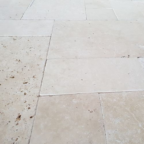 12mm Ivory Travertine French Pattern Tiles  - Tumbled