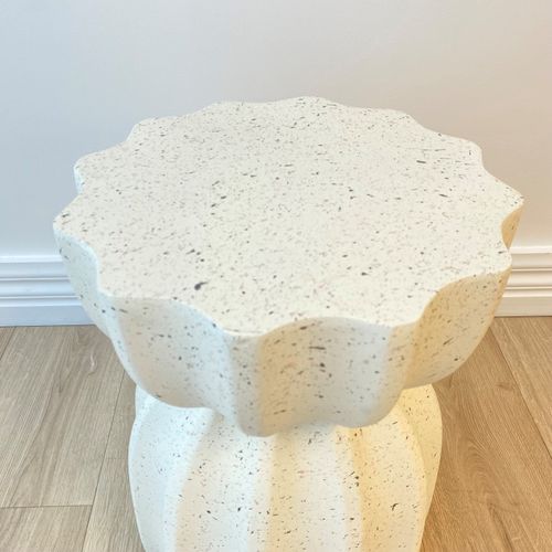 Fluted Side Table- Fleck White
