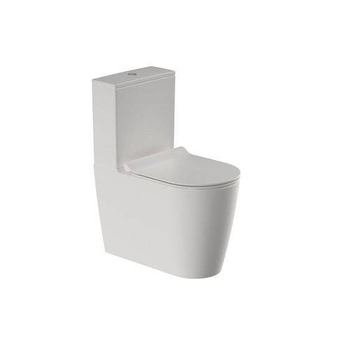 Kube X Rimless Back To Wall Toilet Suite Matt White Slim Seat