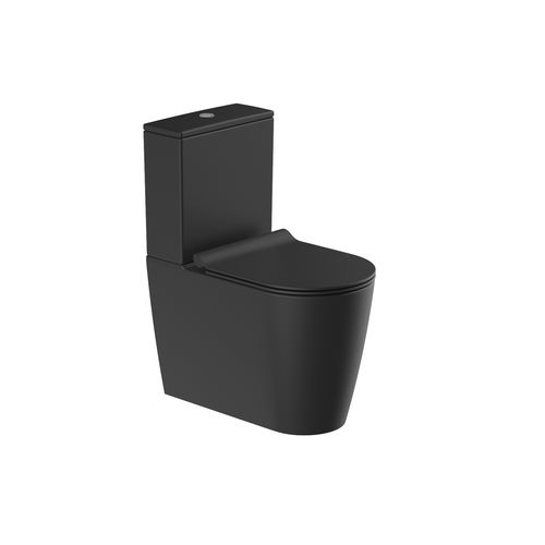 Kube X Rimless Back To Wall Toilet Suite Matt Black Slim Seat