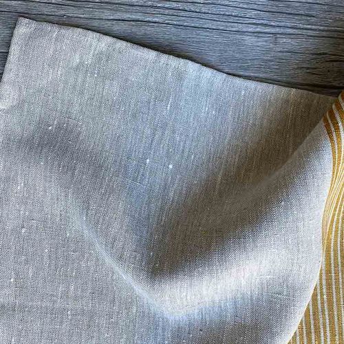 Hand-printed 100% Linen Tea Towel - Stripes, Mustard