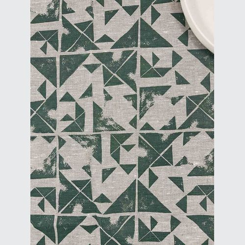 Hand-printed 100% Linen Tea Towel - Foundation, Green