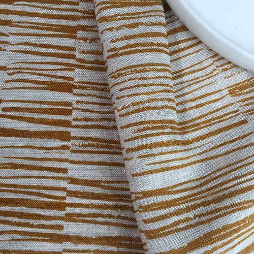 Hand-printed 100% Linen Tea Towel - Twigs, Mustard