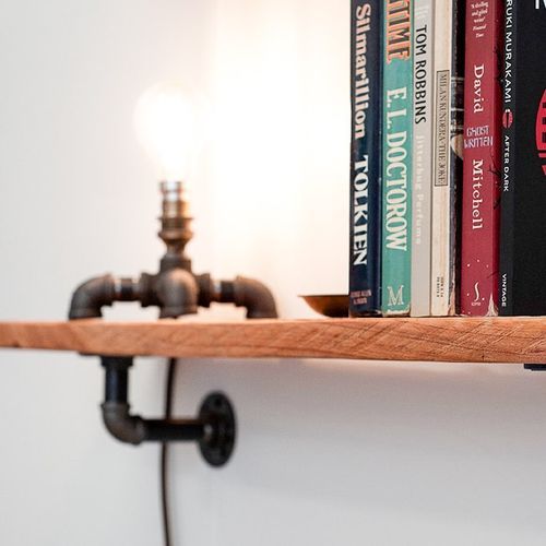 Macrocarpa Pipe Bracket Shelf 15cm