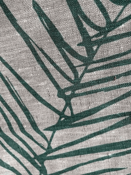 Hand-printed 100% Linen Tea Towel - Leaf, Sage Green