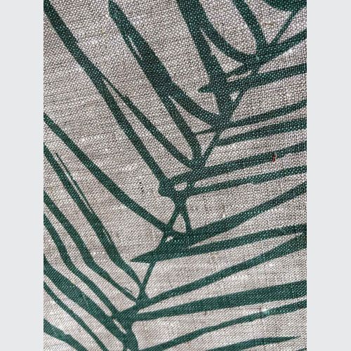 Hand-printed 100% Linen Tea Towel - Leaf, Sage Green