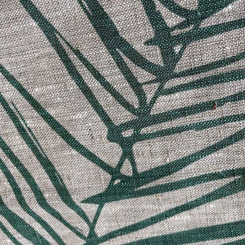 Hand-printed 100% Linen Tea Towel - Leaf, Sage Green