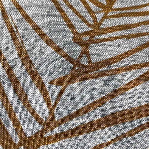 Hand-printed 100% Linen Tea Towel - Leaf, Mustard
