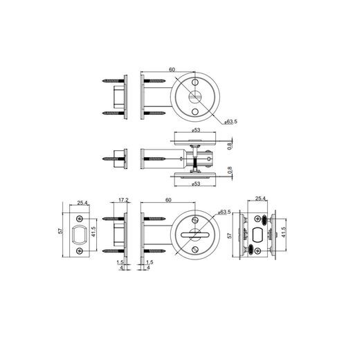 Lockwood Cavity Slider Privacy Set - Satin Brass PVD