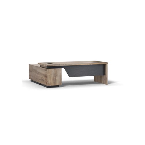 BALDER Executive Desk with Right Return 1.8-2.0M - Warm Oak & Black