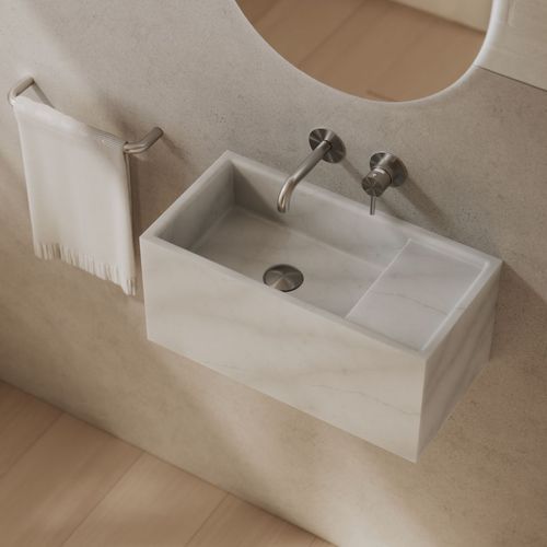 Marmo 550 Rectangle Wall Basin Turkish Carrara
