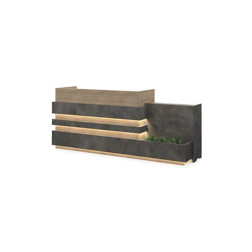 KERAN  Reception Desk 2.44M Right Panel - Acacia & Carbon Grey Colour