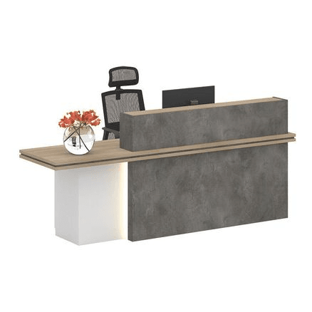 JARIN Reception Desk 2.4M Left Panel - Carbon & White