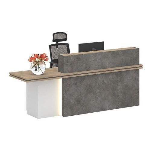 JARIN Reception Desk 2.4M Left Panel - Carbon & White