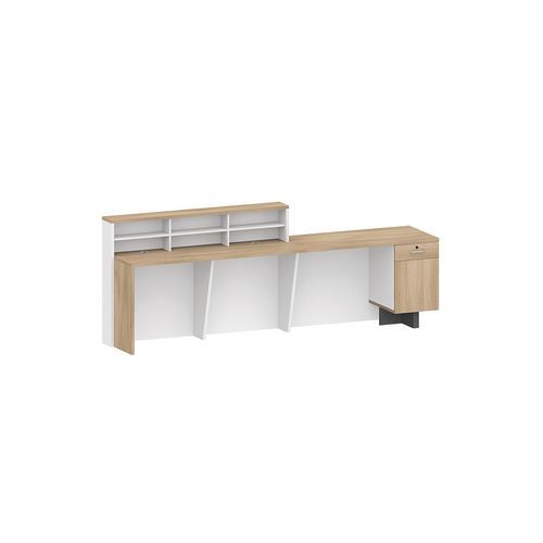 HELMER Reception Desk 2.4M Left Panel - Oak & white