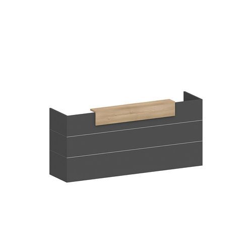 BELEN Reception Desk 2.4M - Acacia & Carbon Grey