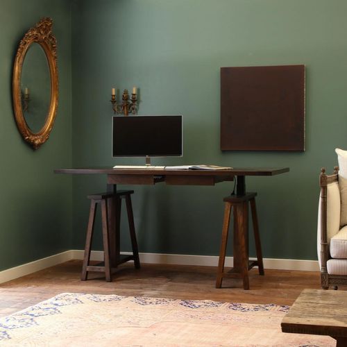 Raise and Lower Trestle Desk | Brown