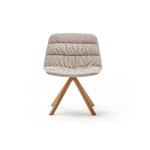 Maarten Lounge Chair - Wooden Swivel Base & Soft Upholstery