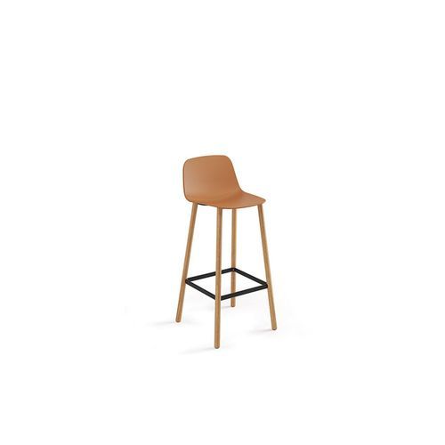 Maarten Plastic Bar Stool - Four Wooden Legs