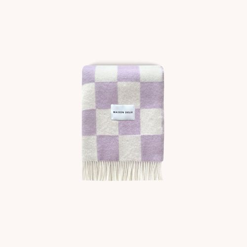 Maison Deux Checkerboard - Lilac | Large Reversible Wool Throw