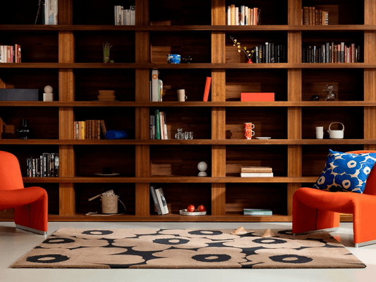 Marimekko Unikko in Rose and Black | Designer Floor Rug