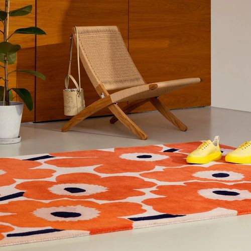 Marimekko Unikko - Orange Red | 100% Wool Designer Floor Rug