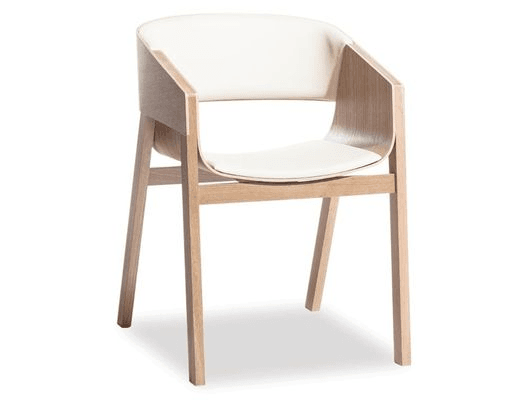 Merano Armchair - Natural Oak - White Pad - by TON