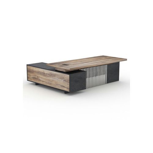 DAXTON Executive Desk with Right Return 2.4M - Warm Oak & Black