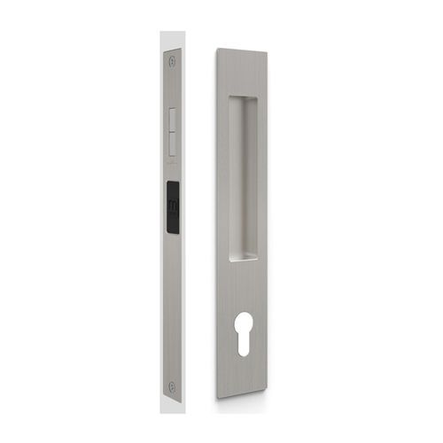 Mardeco 'M' Series Flush Pull Euro Lock Set Key Locking Brushed Nickel for Timber and Aluminum Doors BN8104/SET *No Cylinder*