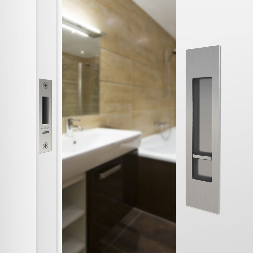 Mardeco 'M' Series Flush Pull Privacy Set Brushed Nickel for Sliding Doors BN8004SET