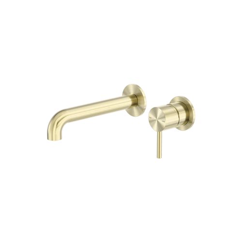 Zen SS316L Wall Basin/Bath Mixer Separate Back Plate 185mm Spout | Brushed Gold