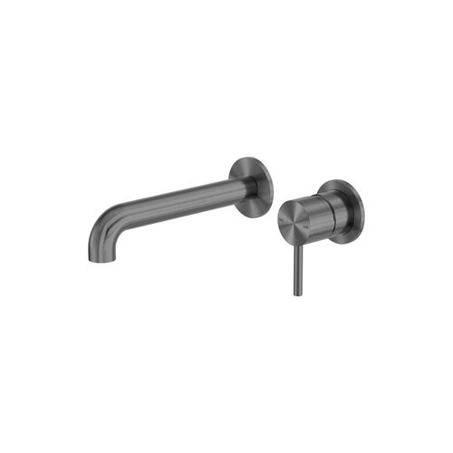Zen SS316L Wall Basin/Bath Mixer Separate Back Plate 185mm Spout | Graphite