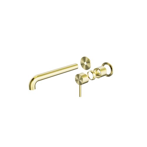 Zen SS316L Wall Basin/Bath Mixer Separate Back Plate 185mm Spout Trim Kits | Brushed Gold