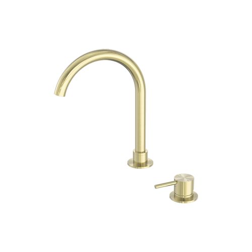 Mecca Hob Basin Mixer Round Swivel Spout Brushed Gold