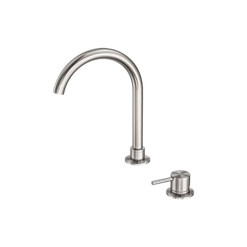 Mecca Hob Basin Mixer Round Swivel Spout Brushed Nickel