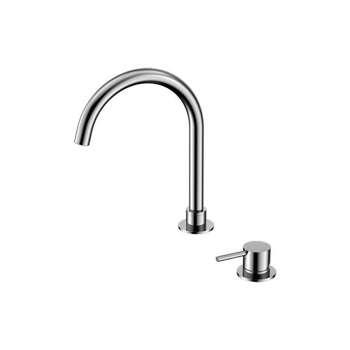 Mecca Hob Basin Mixer Round Swivel Spout Chrome