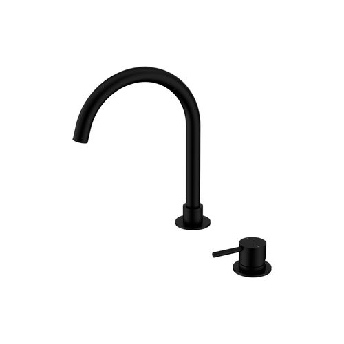 Mecca Hob Basin Mixer Round Swivel Spout Matte Black