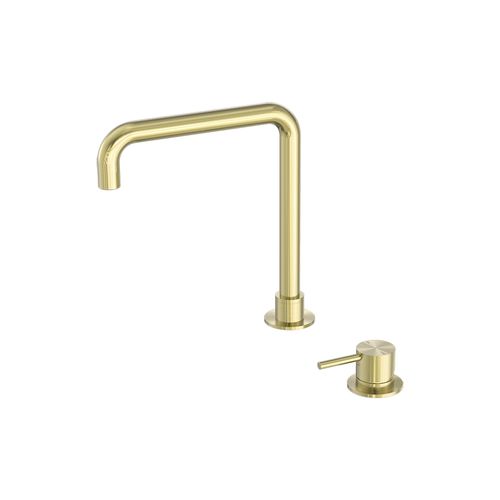 Mecca Hob Basin Mixer Square Swivel Spout Brushed Gold
