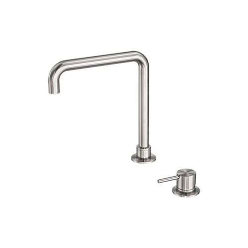 Mecca Hob Basin Mixer Square Swivel Spout Brushed Nickel
