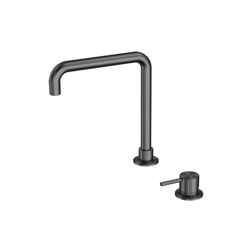 Mecca Hob Basin Mixer Square Swivel Spout Gun Metal