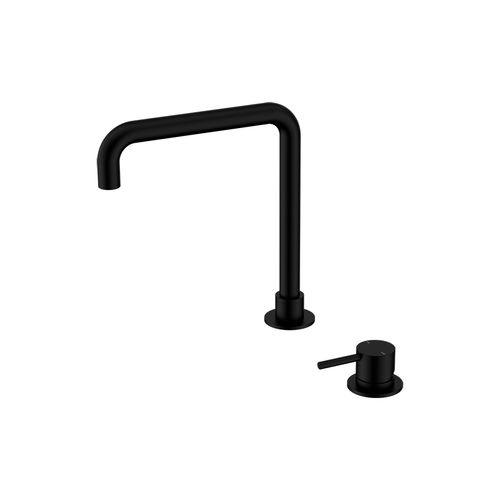 Mecca Hob Basin Mixer Square Swivel Spout Matte Black
